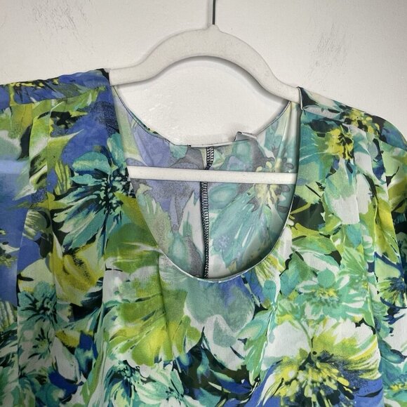 Kim Rogers Poncho Style Top Size XL Floral Vibrant Colors Asymmetrical BOHO - Picture 4 of 12